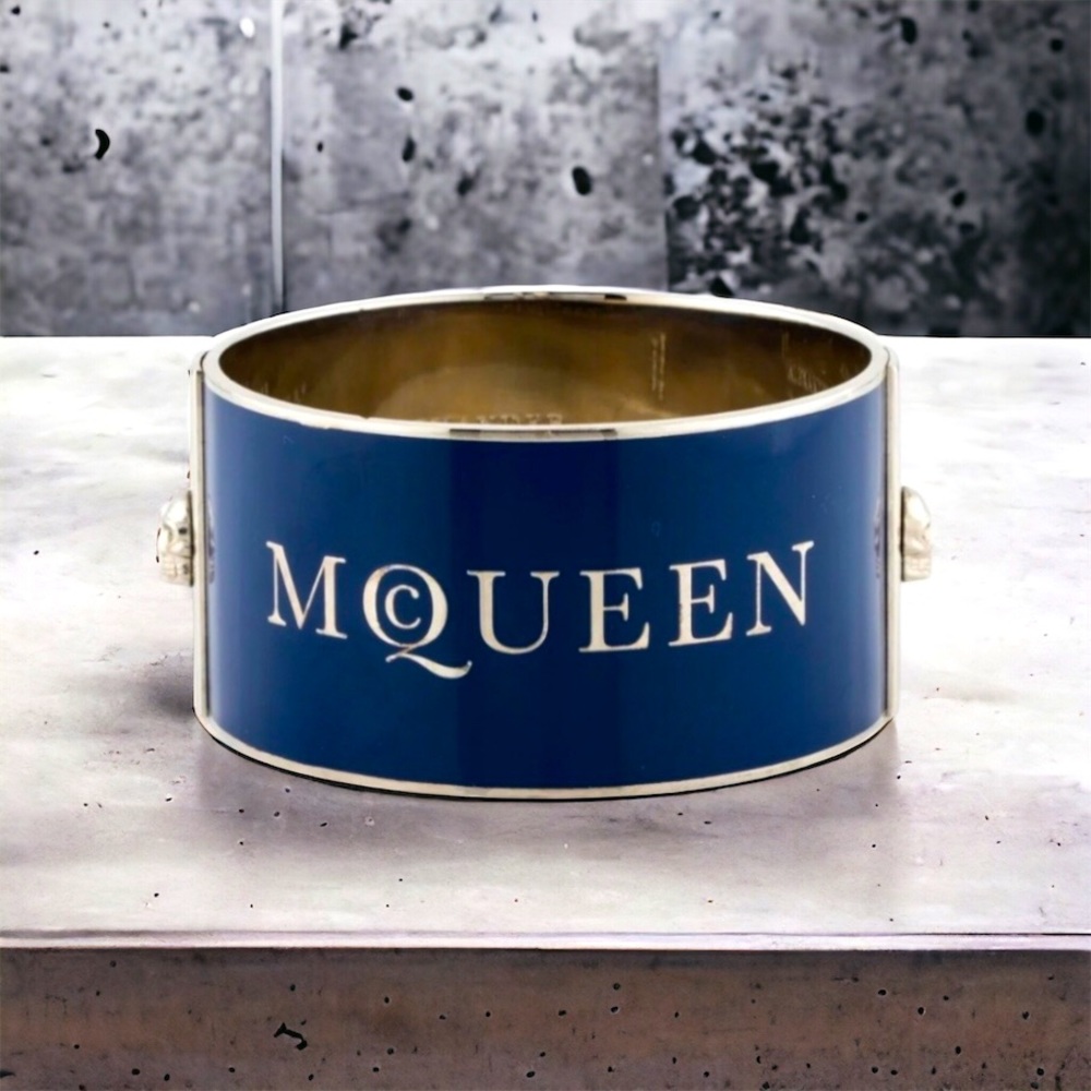 Alexander McQueen Metal Skull Wide Bracelet